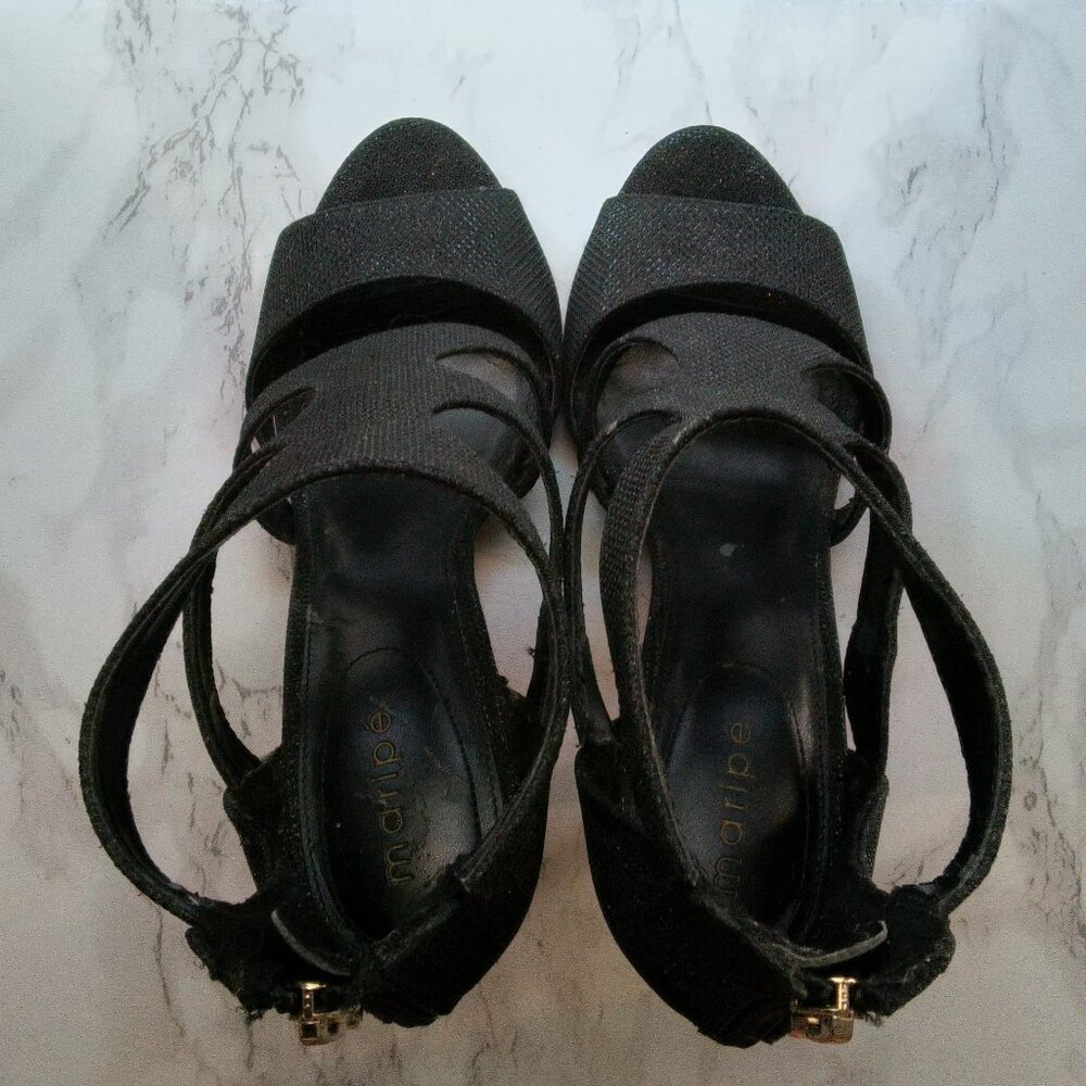 Maripe Womens Black Sparkly Glitter Stiletto 4" Heels Black High Heels Size 9 - Picture 5 of 16